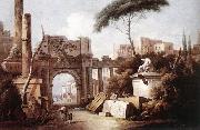 ZAIS, Giuseppe Ancient Ruins with a Great Arch and a Column oil painting